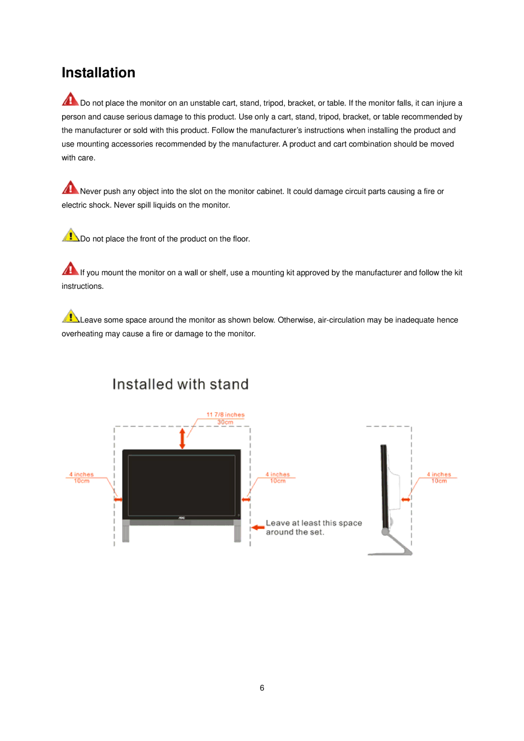 AOC E2239FWT manual Installation 