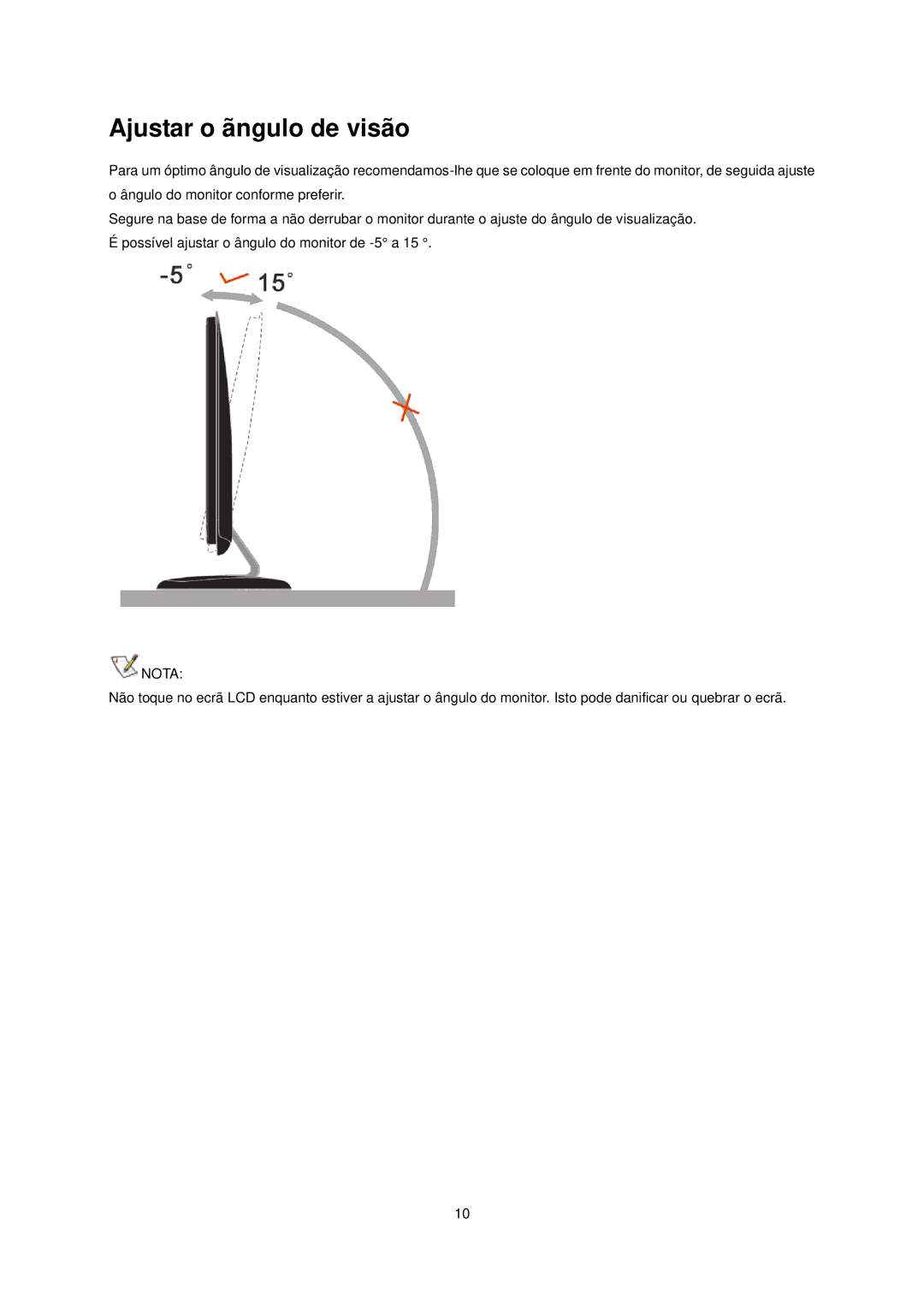 AOC E2240VWA manual Ajustar o ãngulo de visão, Nota 