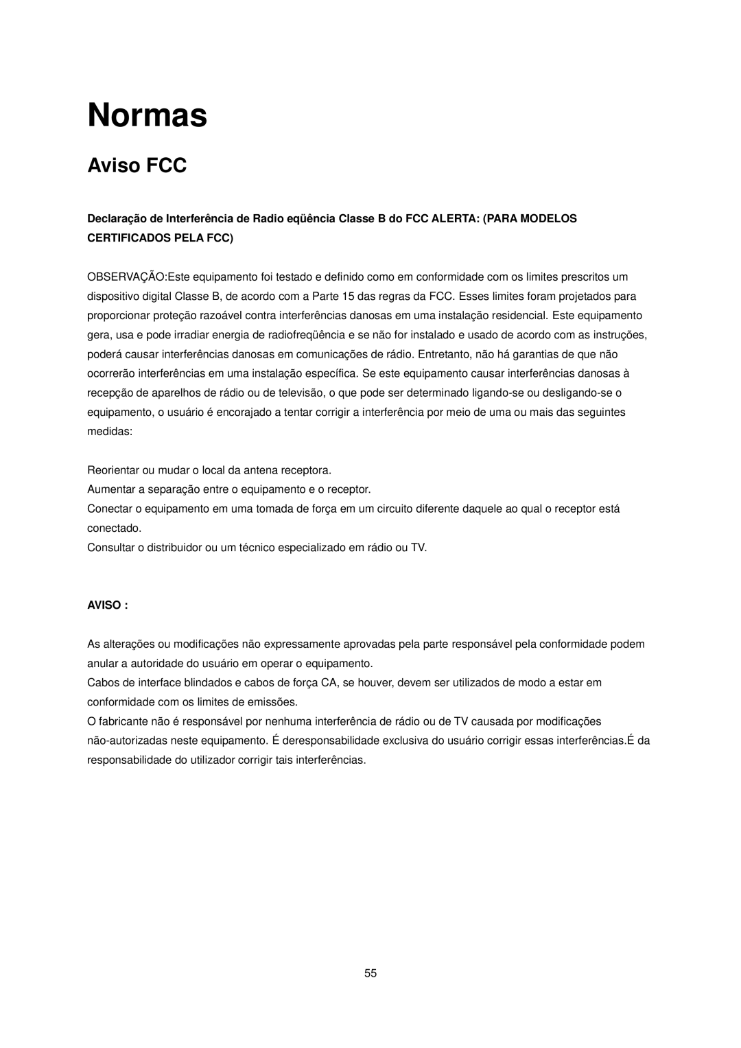 AOC E2240VWA manual Normas, Aviso FCC 