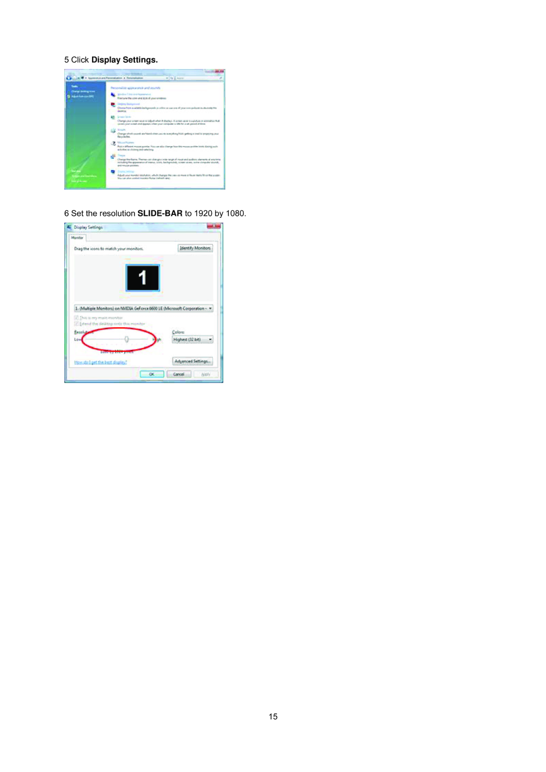 AOC E2241VWA manual Click Display Settings 