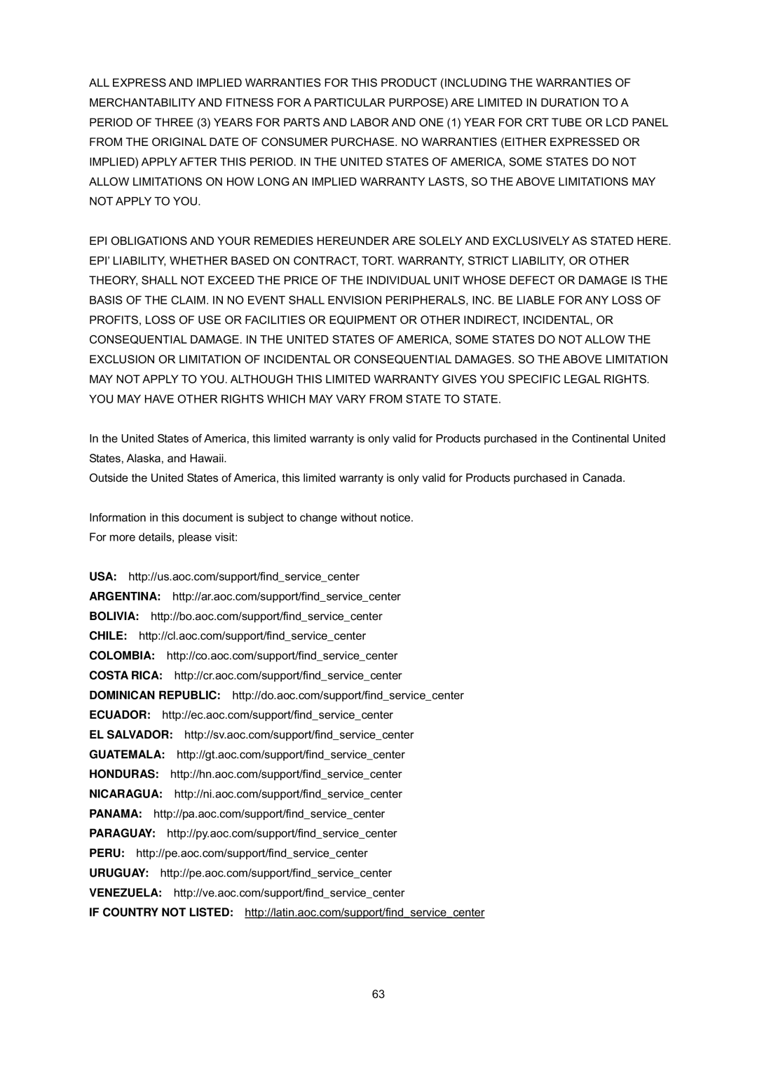 AOC E2241VWA manual 