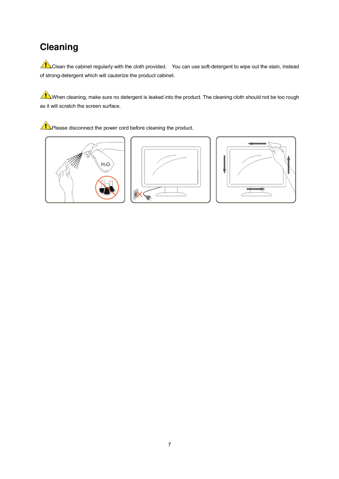 AOC E2241VWA manual Cleaning 