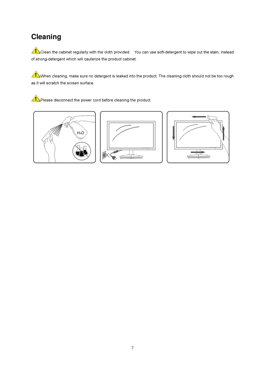 AOC E2243FWK, E2243FWU manual Cleaning 