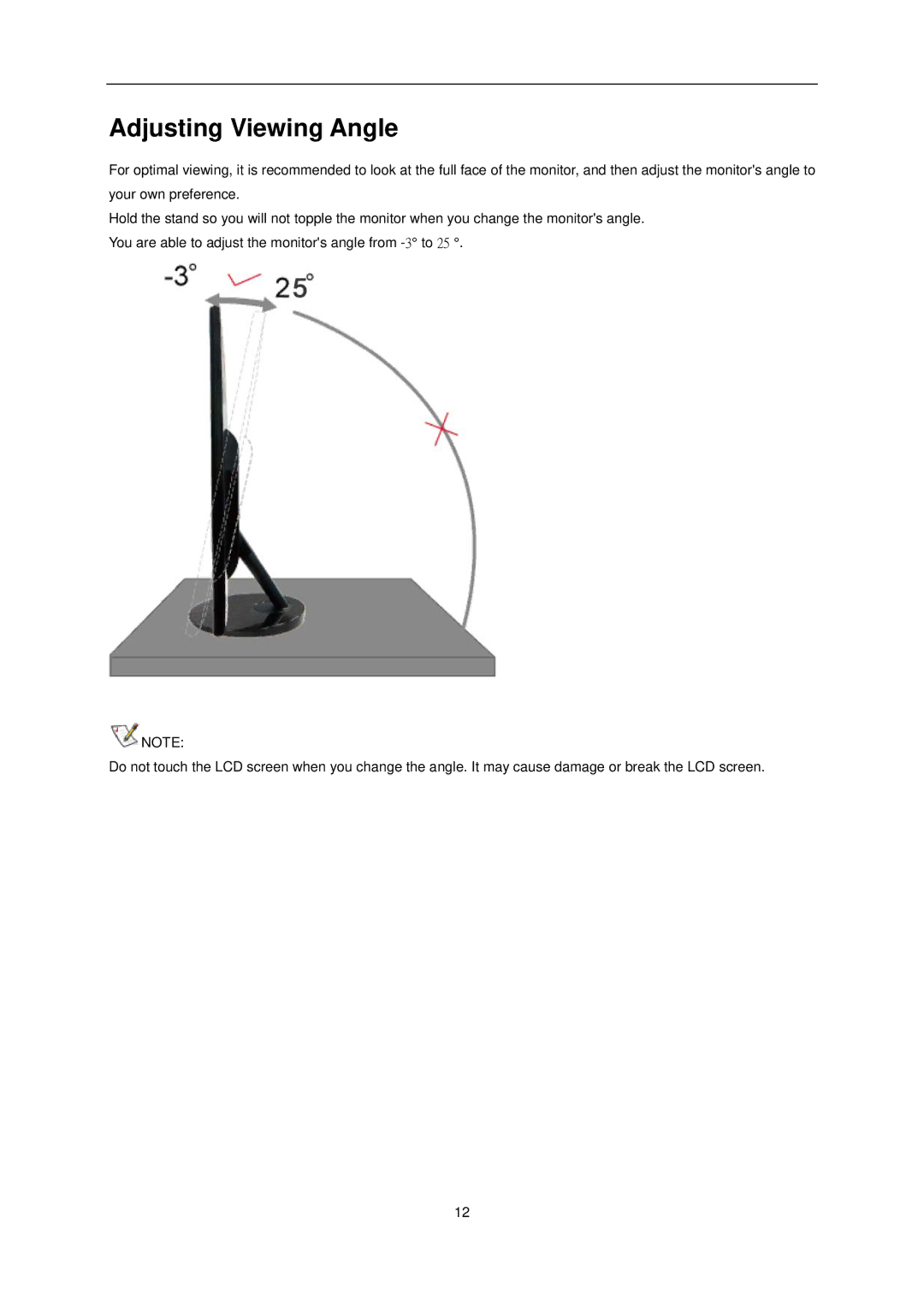 AOC E2251FWU user manual Adjusting Viewing Angle 