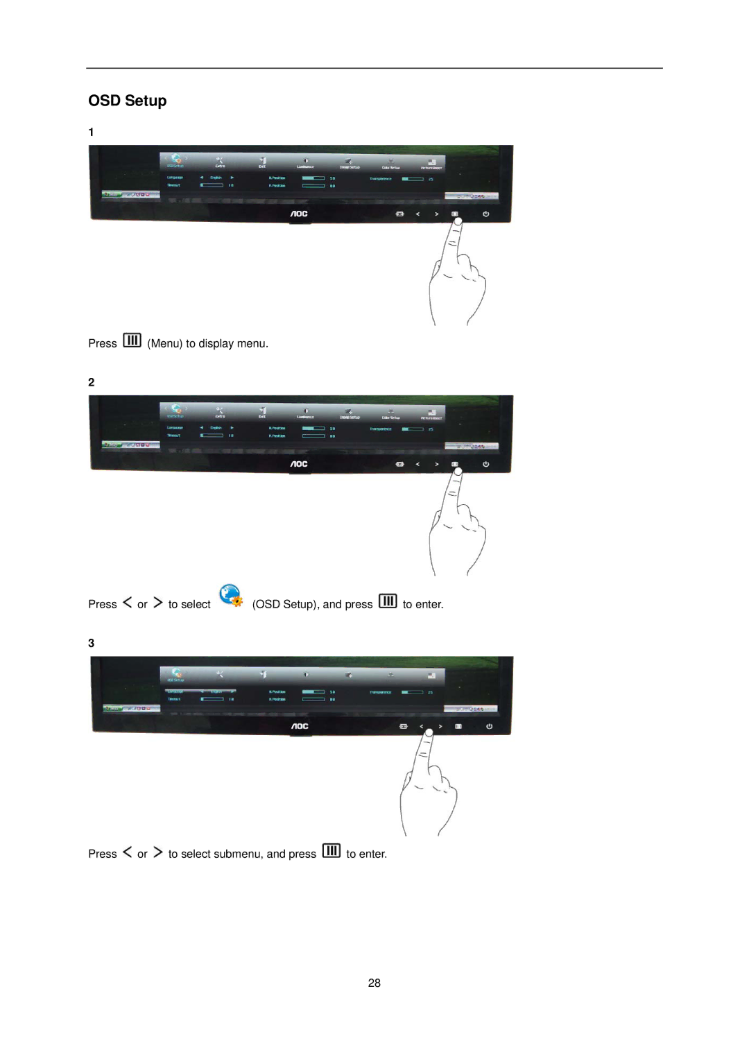 AOC E2251FWU user manual OSD Setup 