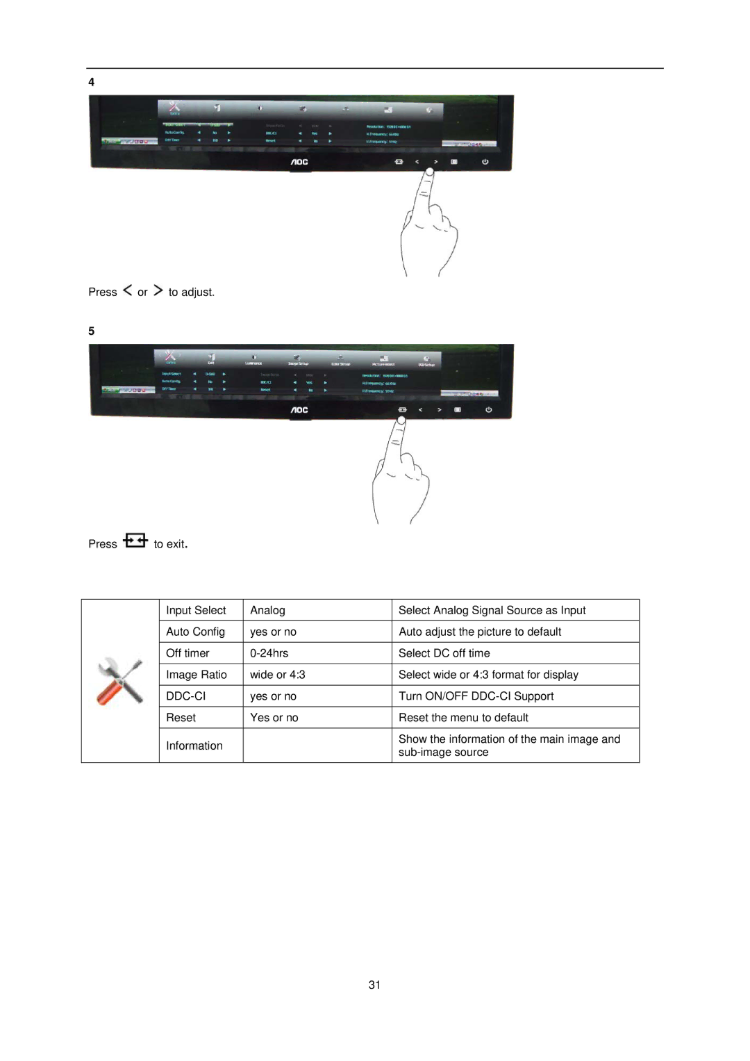 AOC E2251FWU user manual Ddc-Ci 