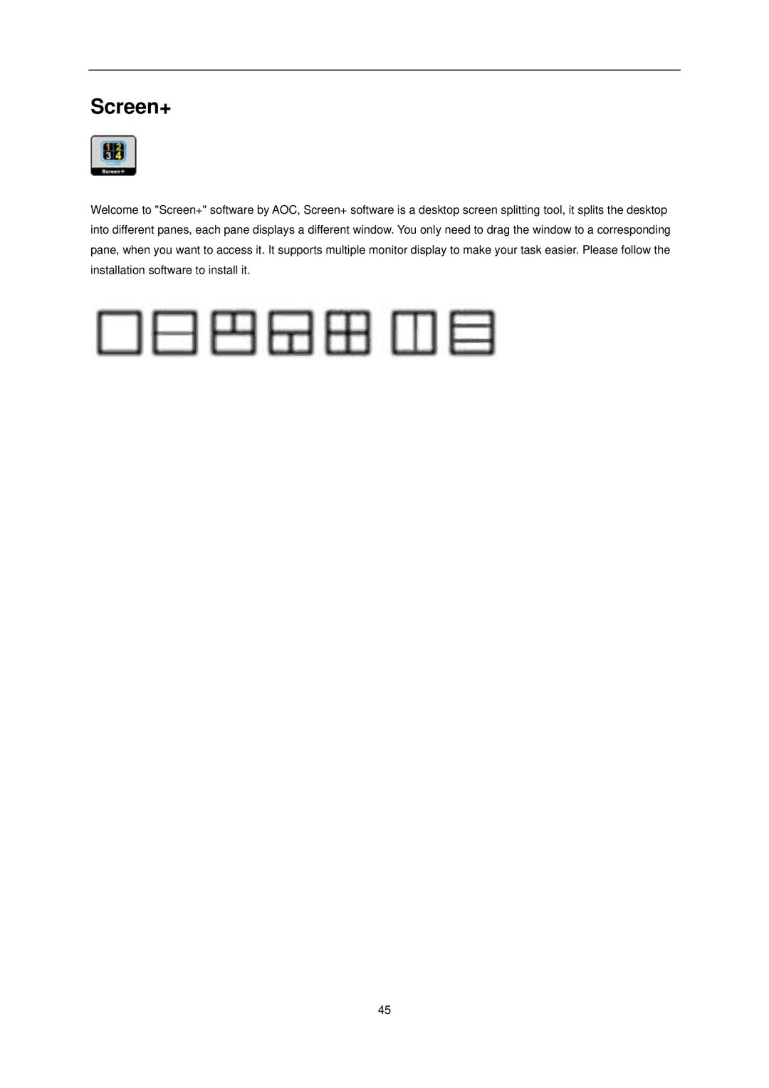 AOC E2251FWU user manual Screen+ 