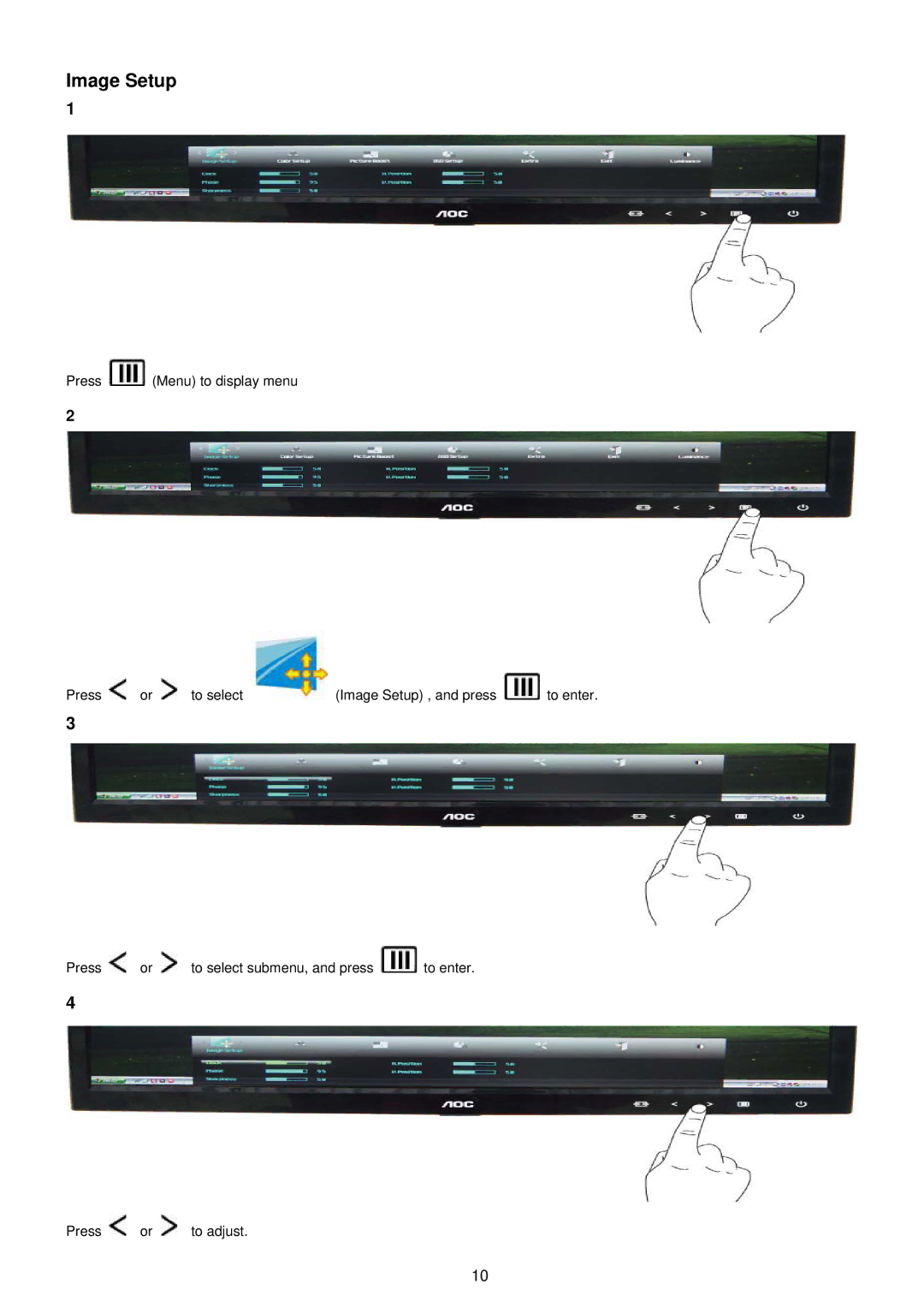 AOC E2251SWDN manual Image Setup 