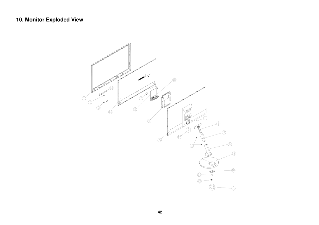 AOC E2251SWDN manual Monitor Exploded View 