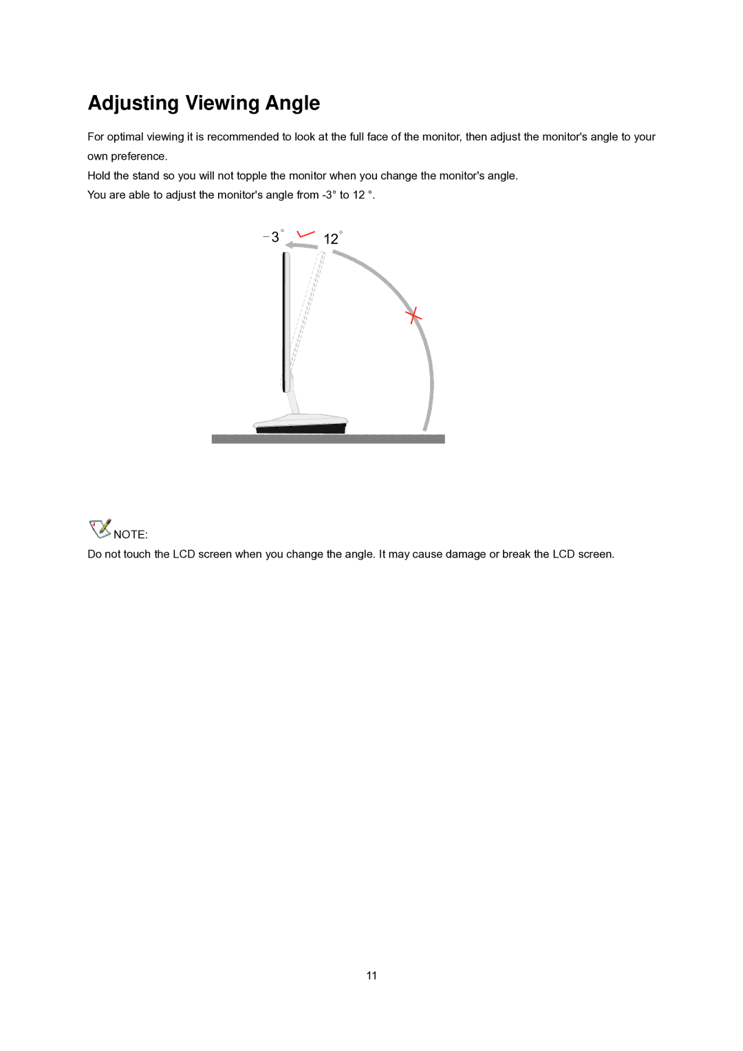 AOC E2343F manual Adjusting Viewing Angle 