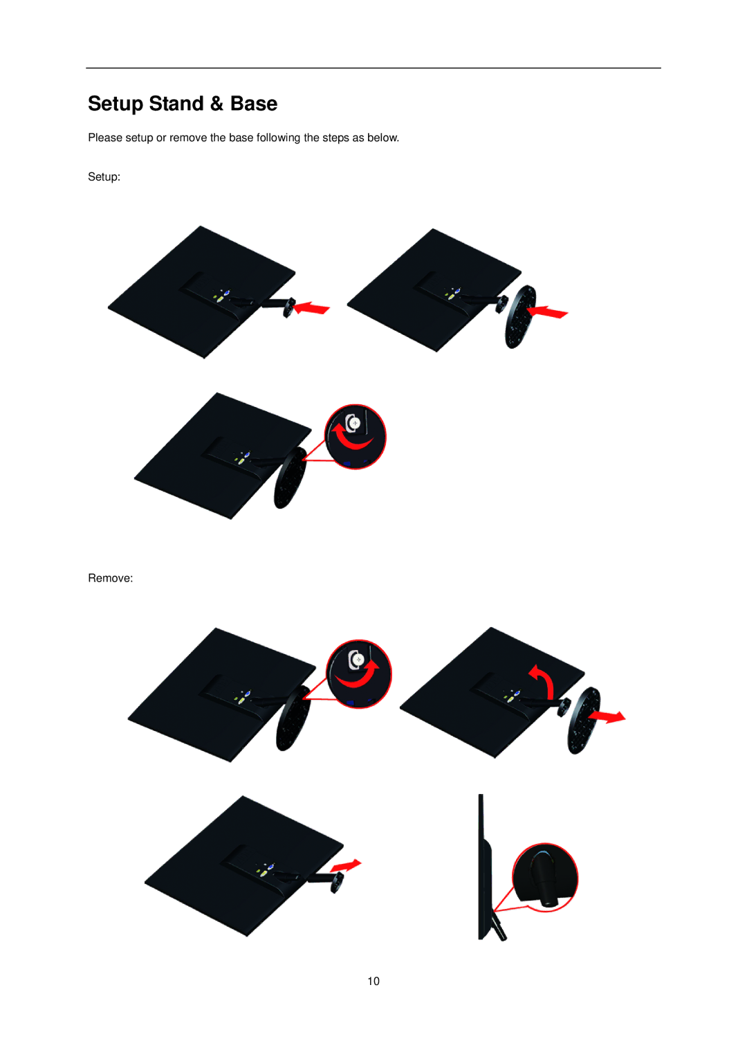 AOC e2351Fh user manual Setup Stand & Base 