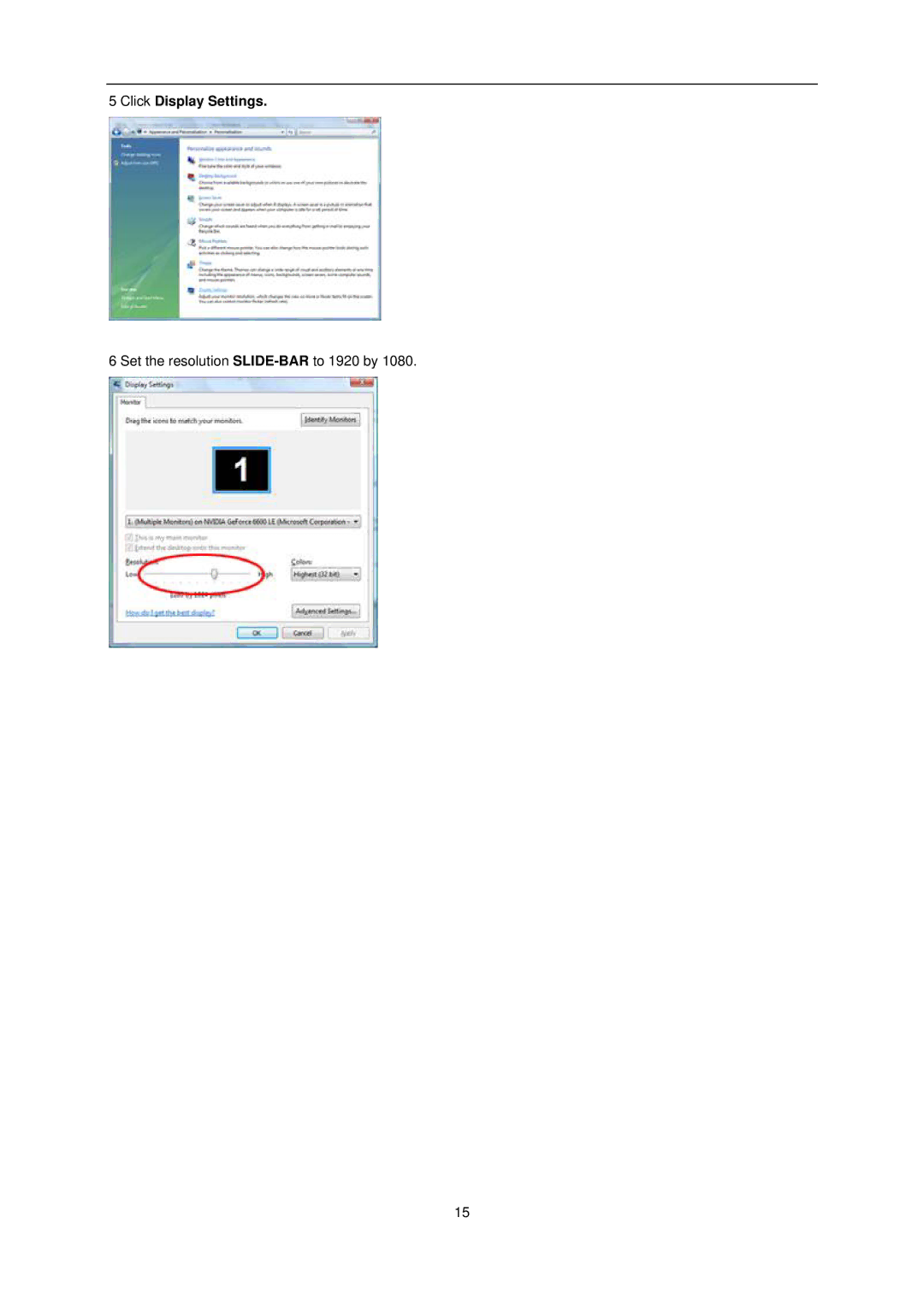 AOC e2351Fh user manual Click Display Settings 