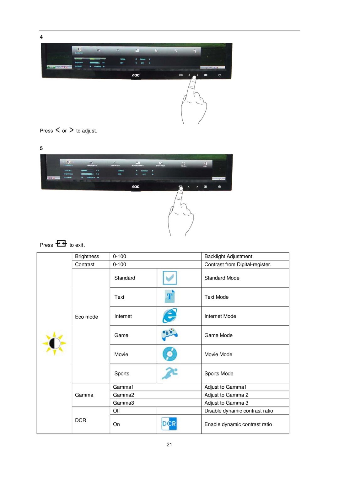 AOC e2351Fh user manual Dcr 