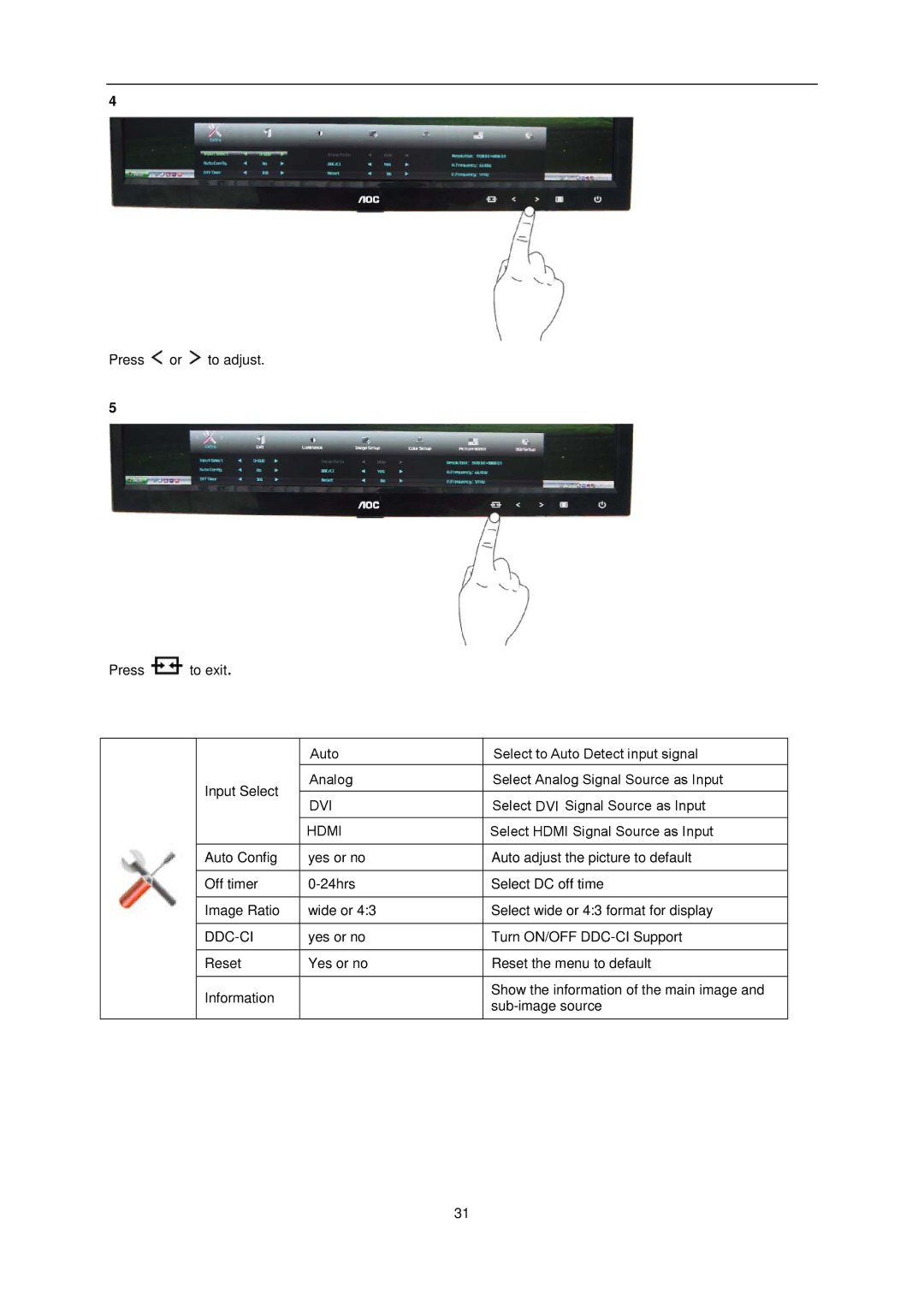 AOC e2351Fh user manual Dvi 