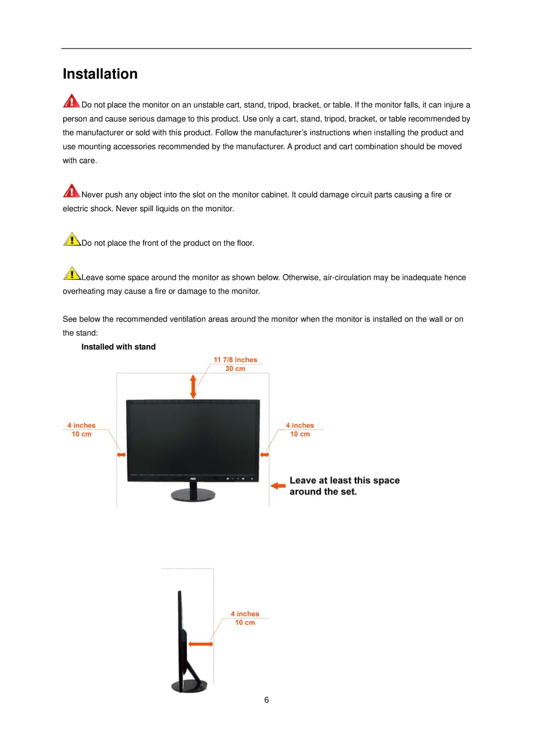 AOC e2351Fh user manual Installation 