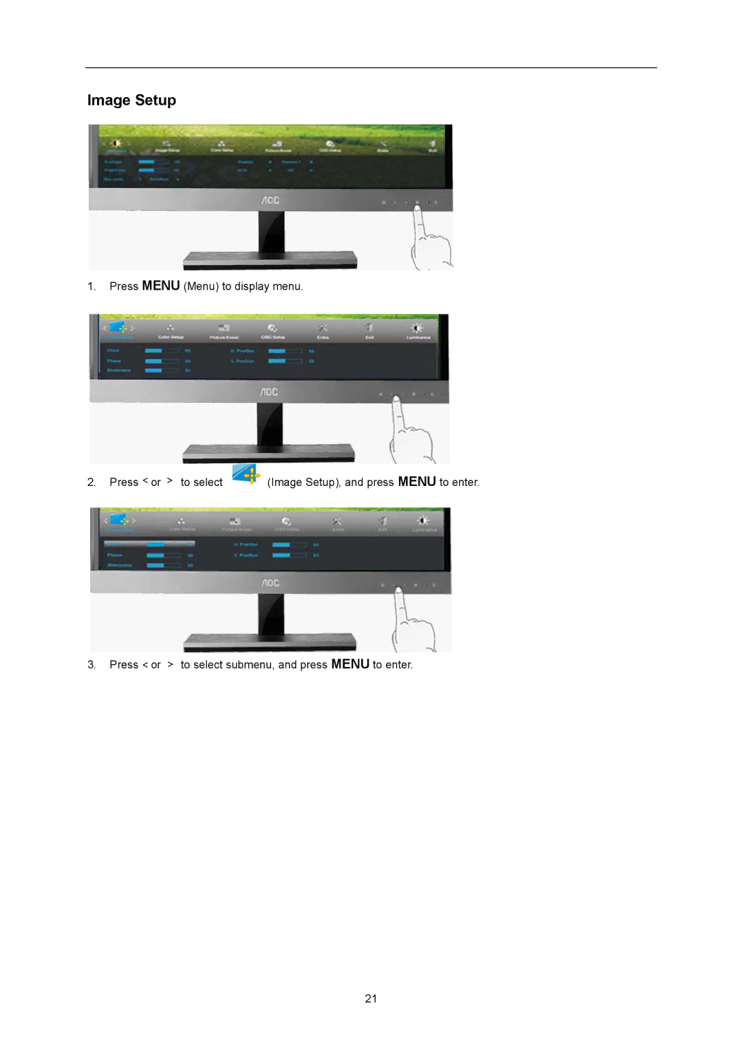 AOC E2357FH user manual Image Setup 