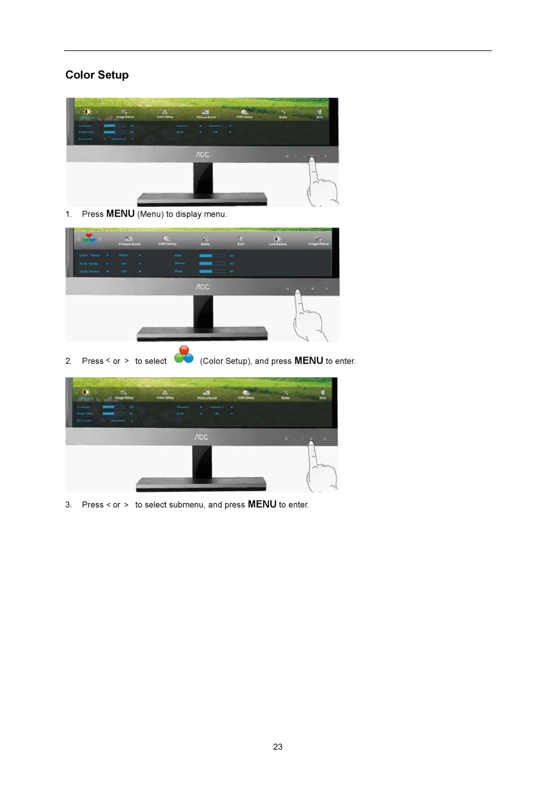 AOC E2357FH user manual Color Setup 