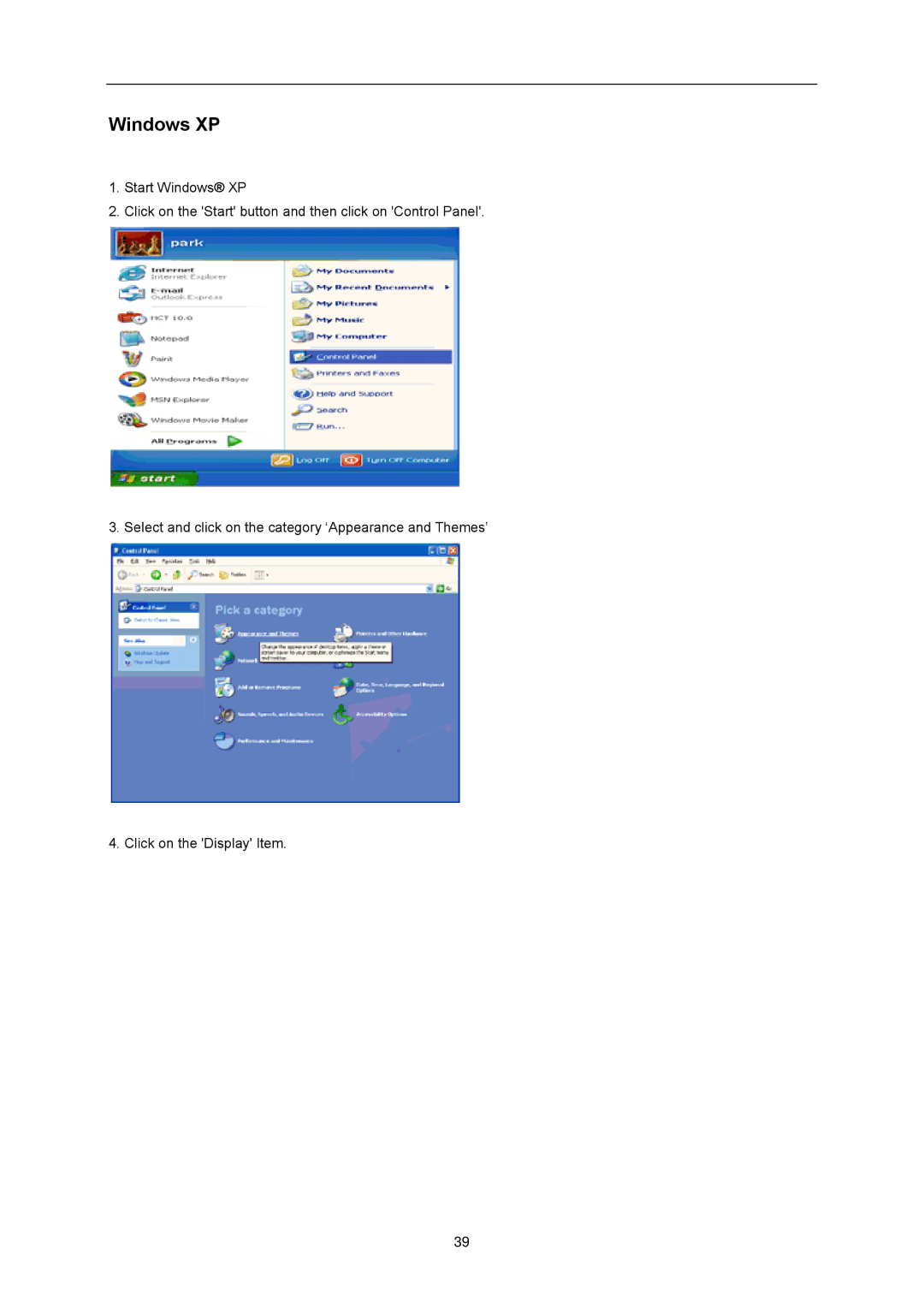 AOC E2357FH user manual Windows XP 