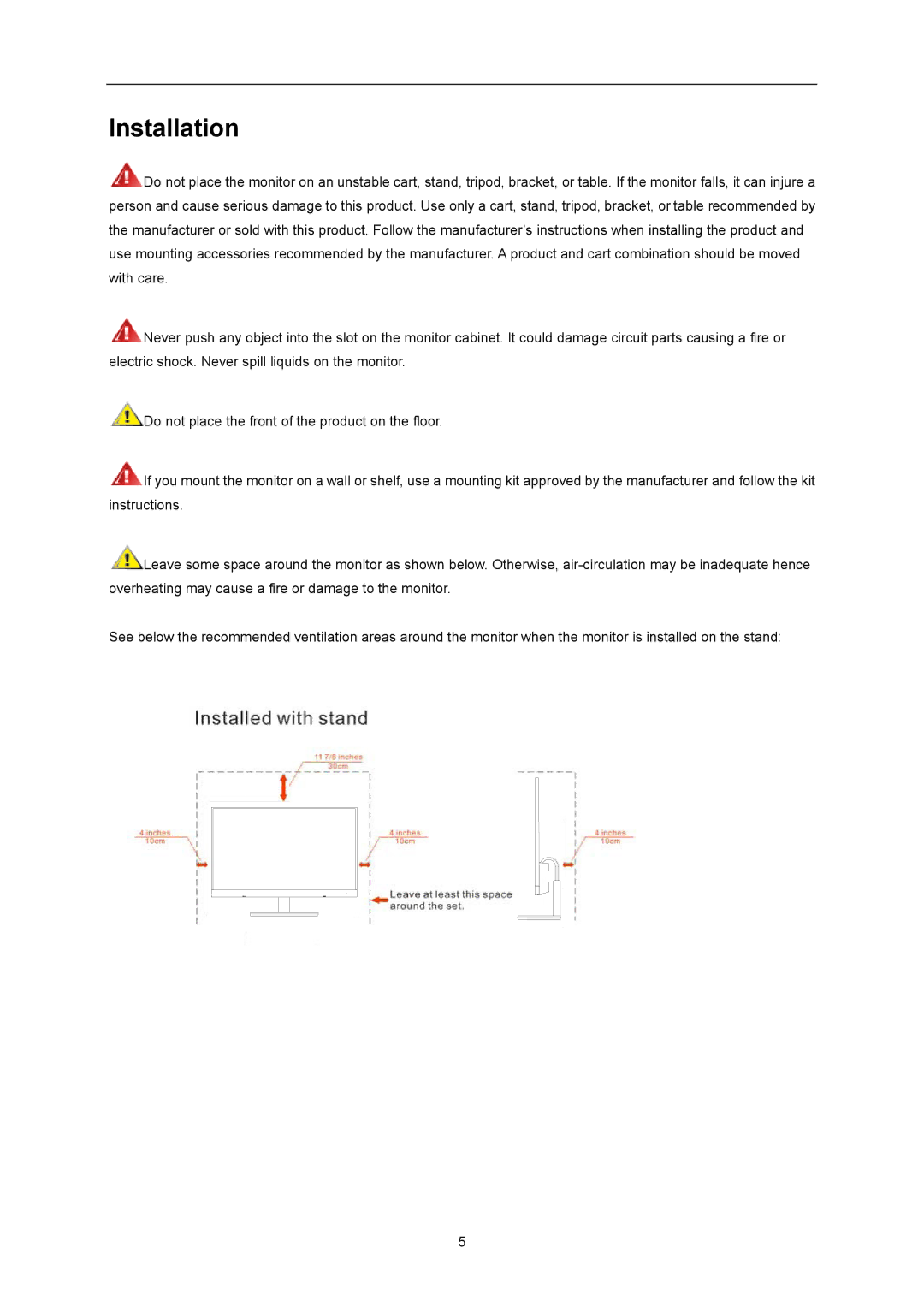 AOC E2357FH user manual Installation 