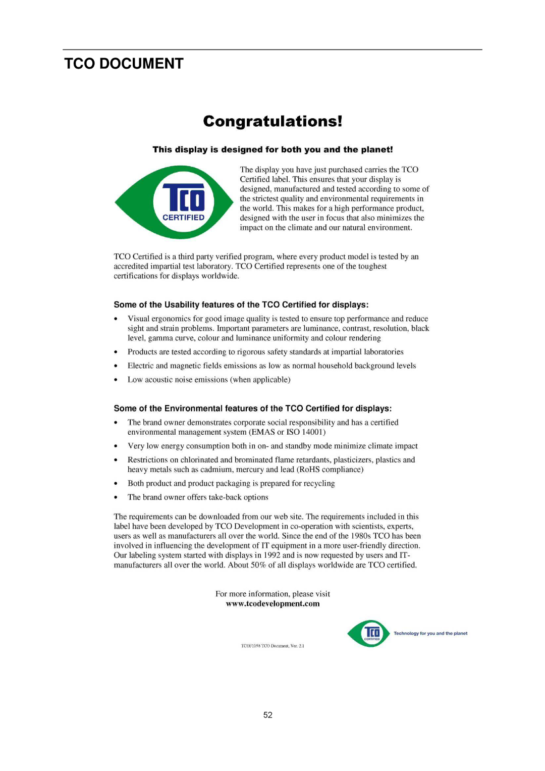 AOC E2357FH user manual TCO Document 