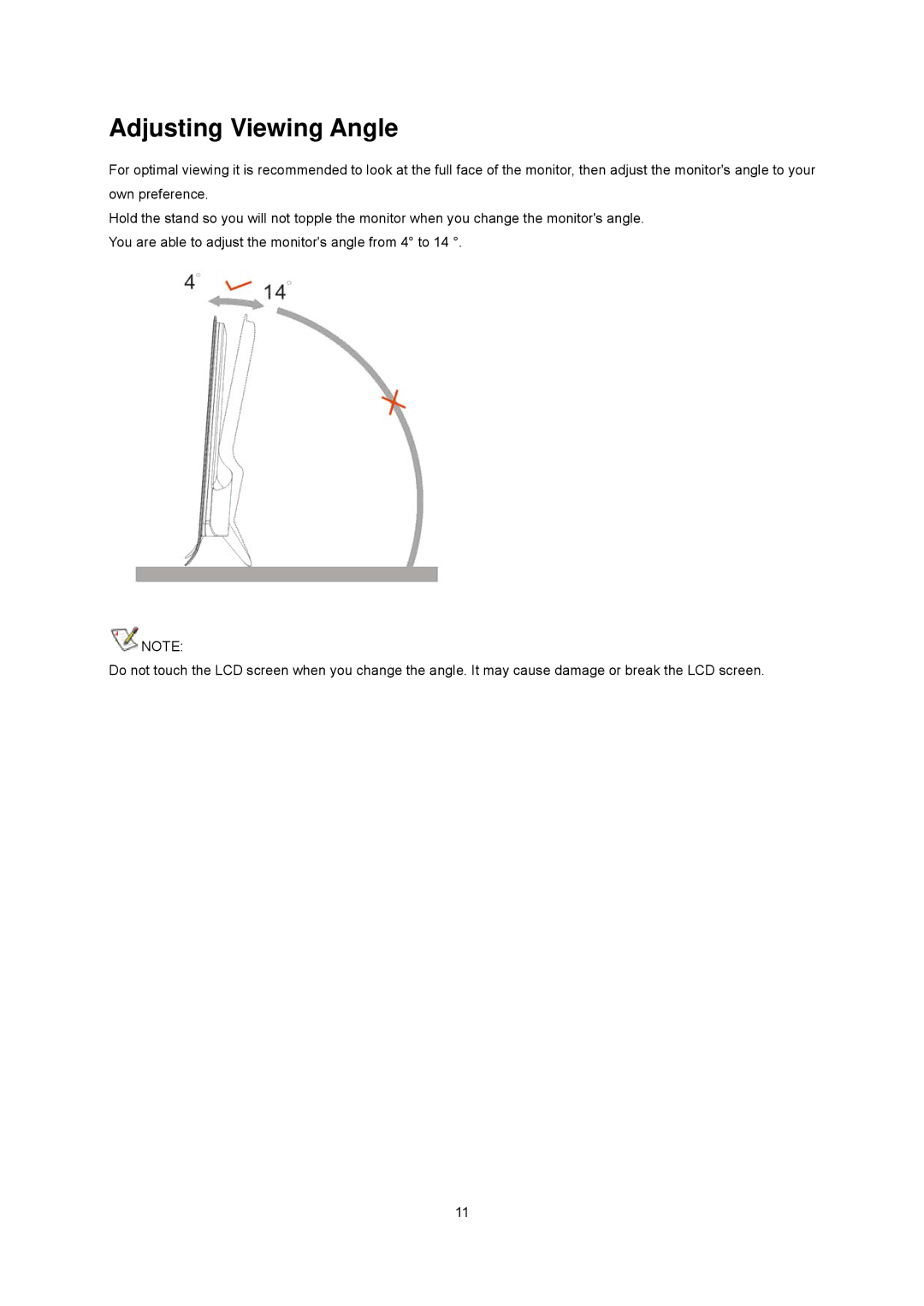 AOC E2437Fh manual Adjusting Viewing Angle 