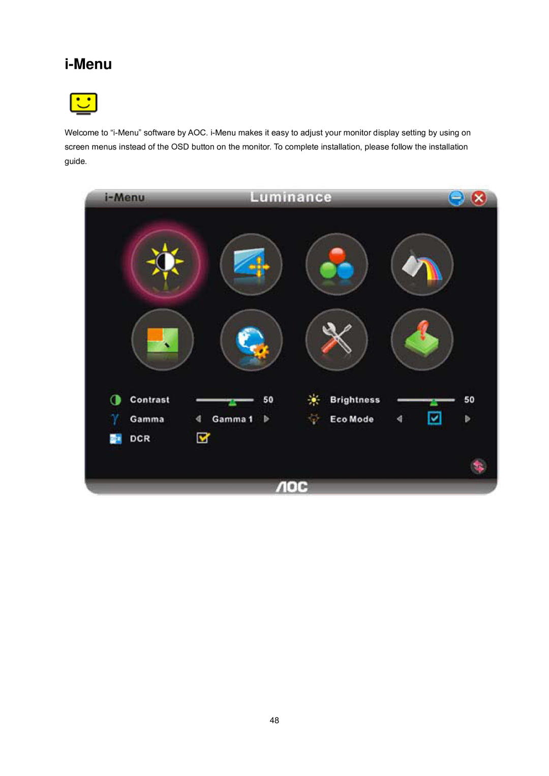 AOC E2437Fh manual Menu 