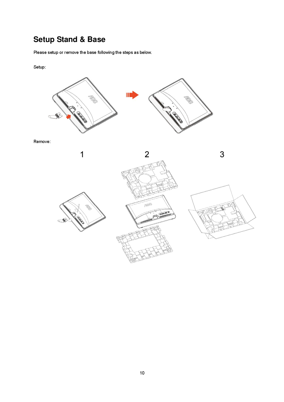 AOC E2437Fh manual Setup Stand & Base 