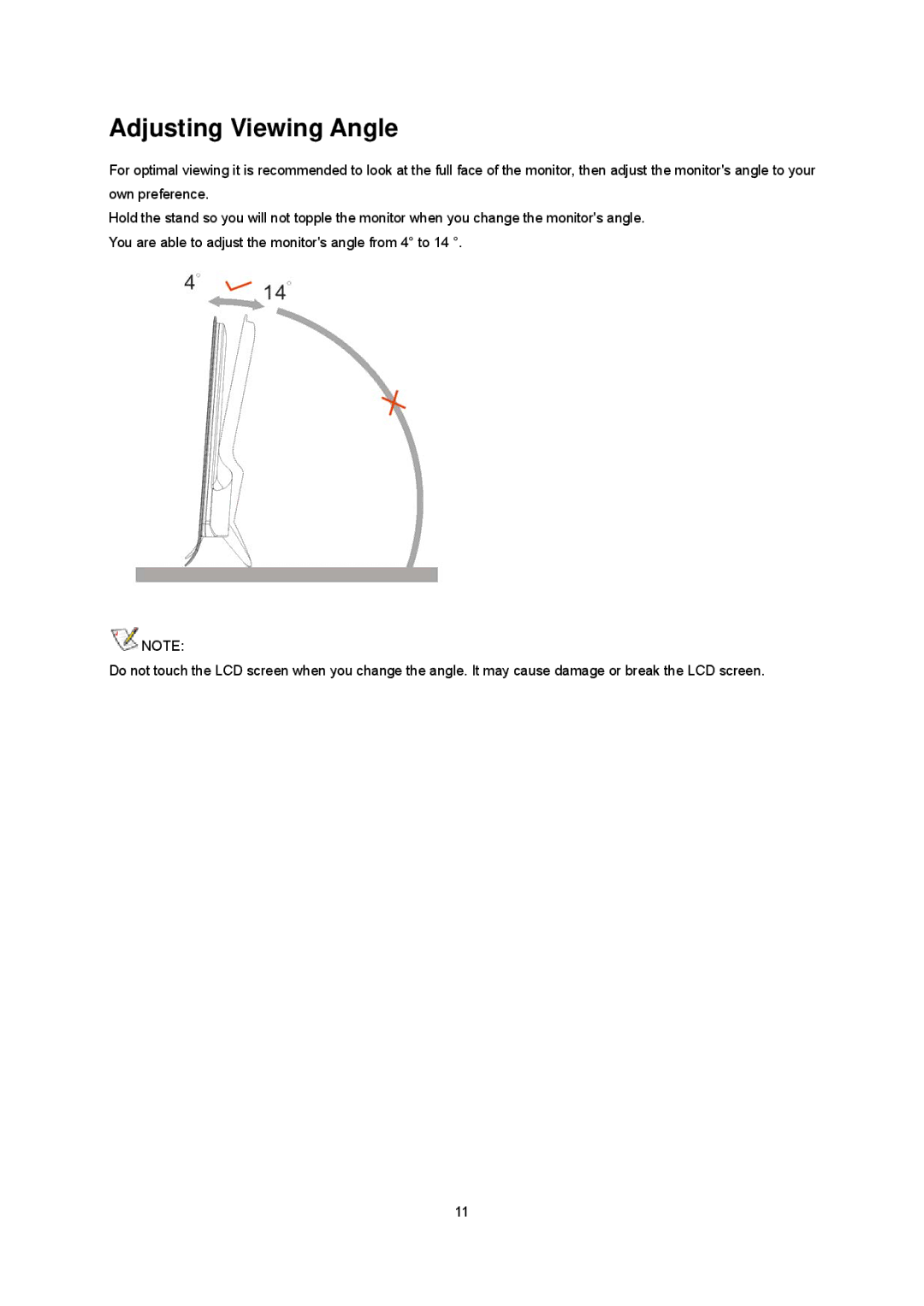 AOC E2437Fh manual Adjusting Viewing Angle 