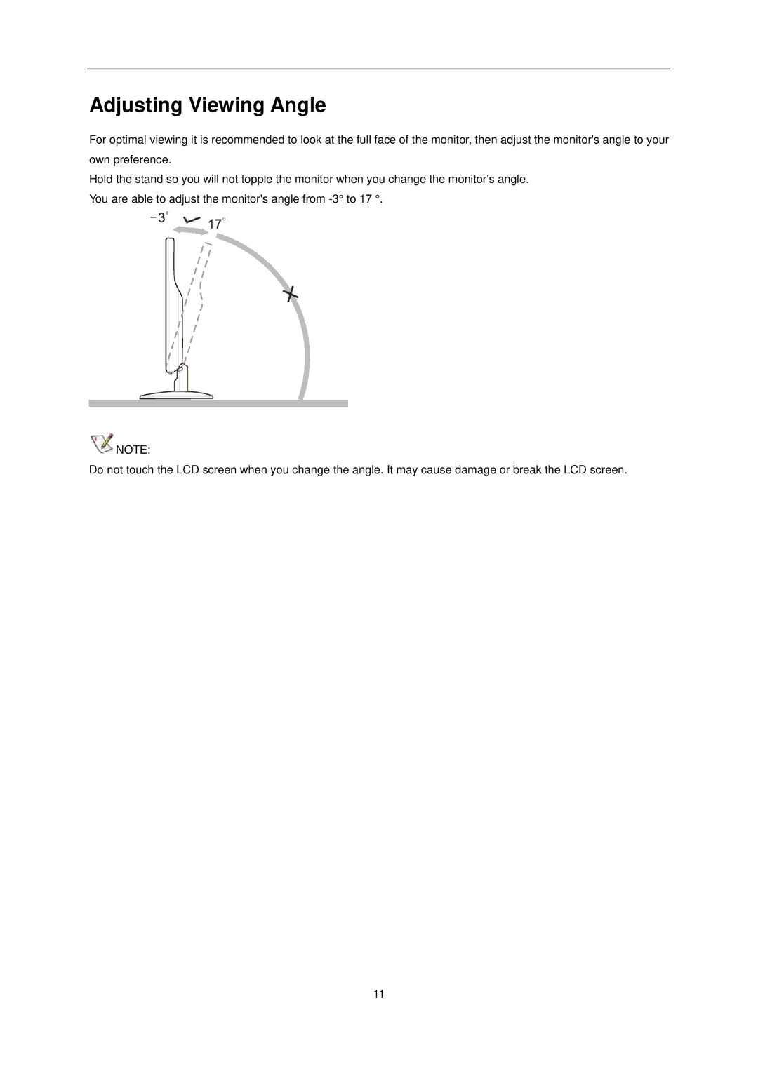 AOC e2752Vq manual Adjusting Viewing Angle 