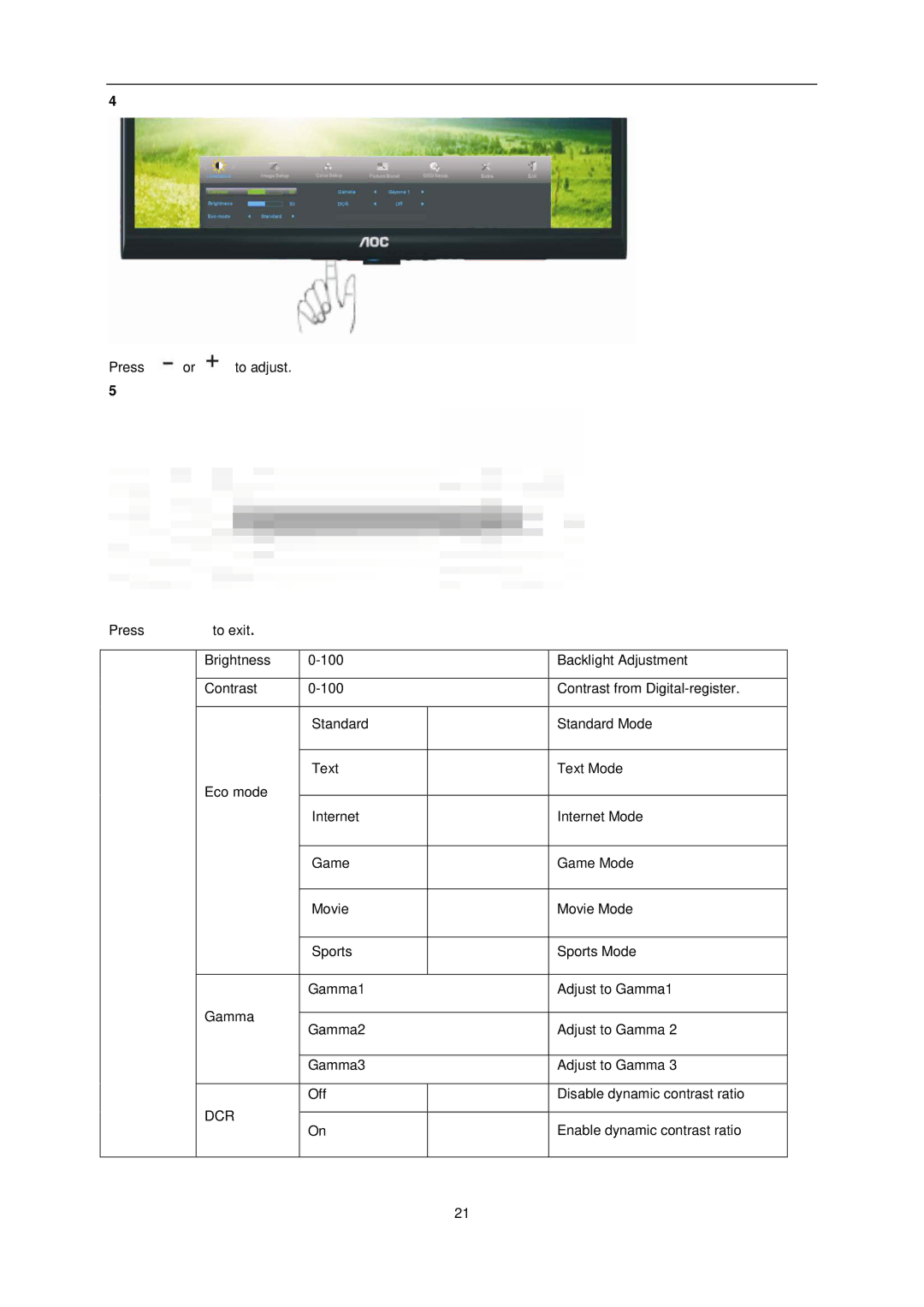 AOC e2752Vq manual Dcr 