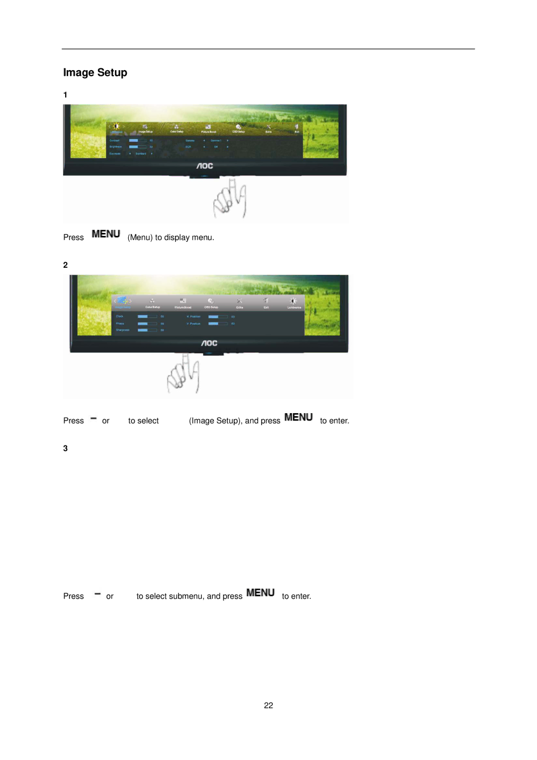 AOC e2752Vq manual Image Setup 