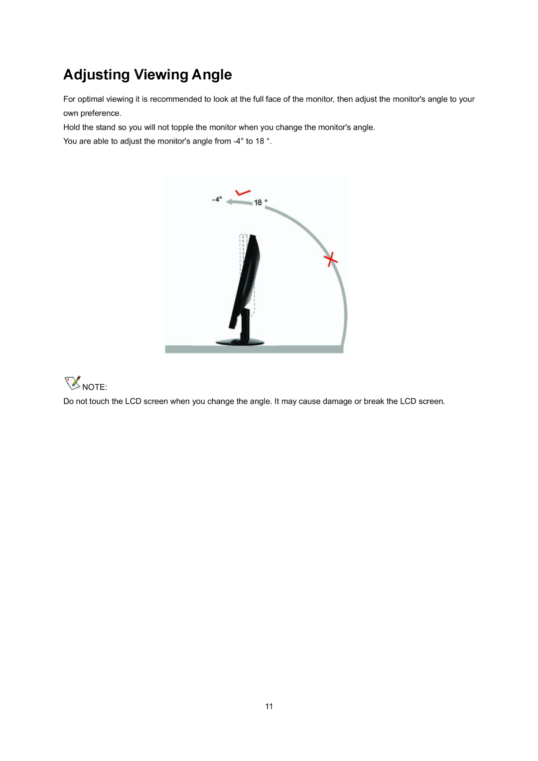 AOC E2795VH manual Adjusting Viewing Angle 