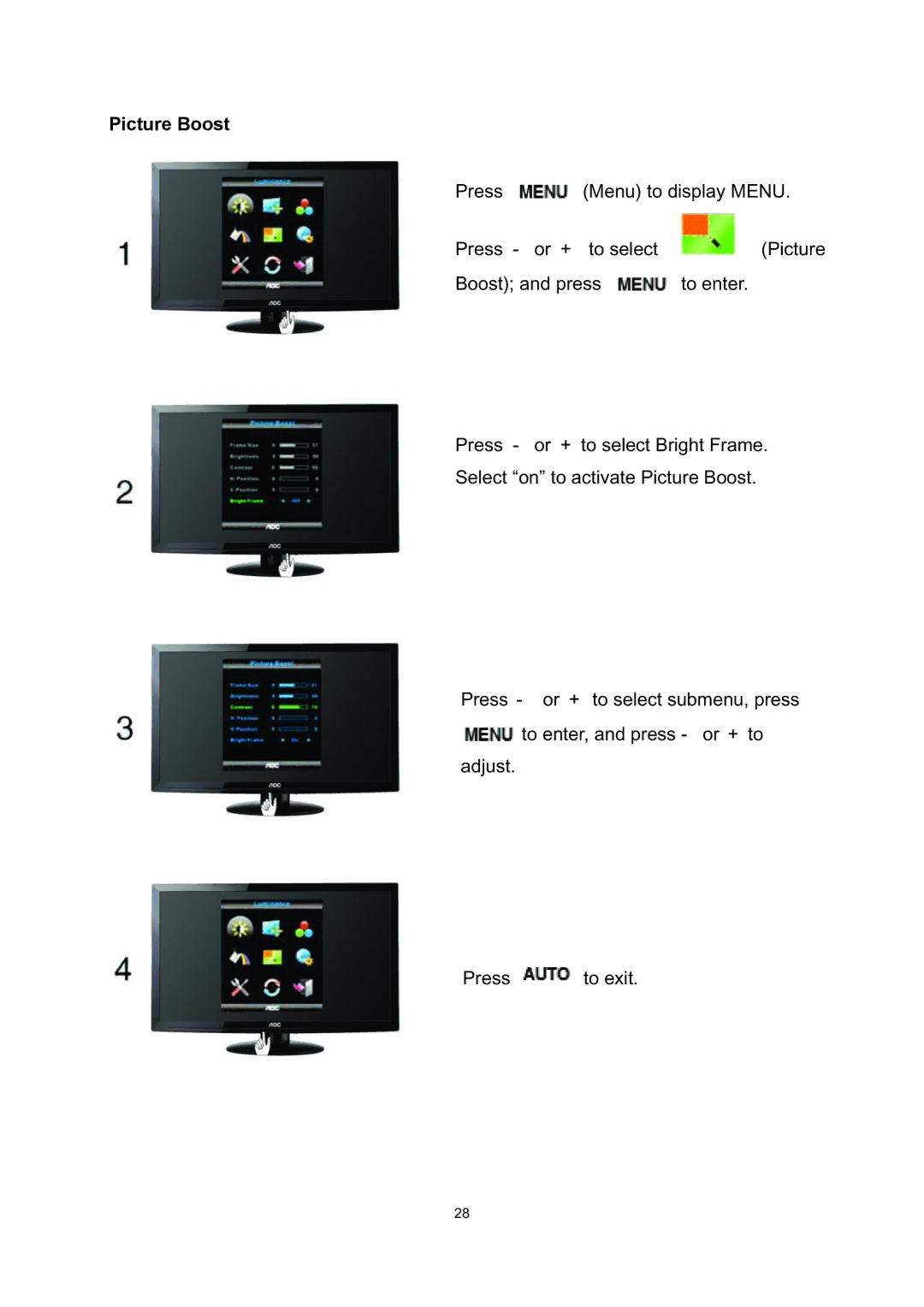 AOC E2795VH user manual Picture Boost 