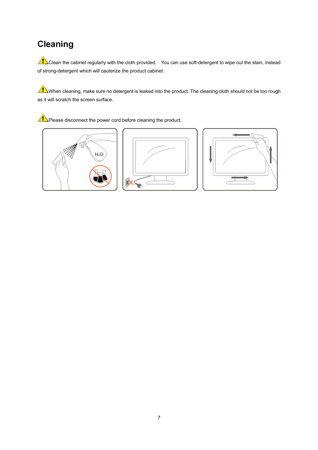 AOC E2795VH user manual Cleaning 