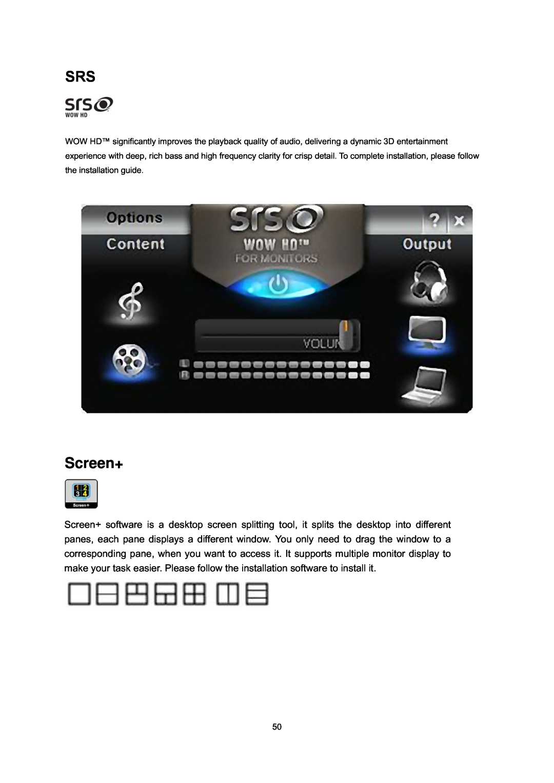AOC E2795VH manual Screen+ 