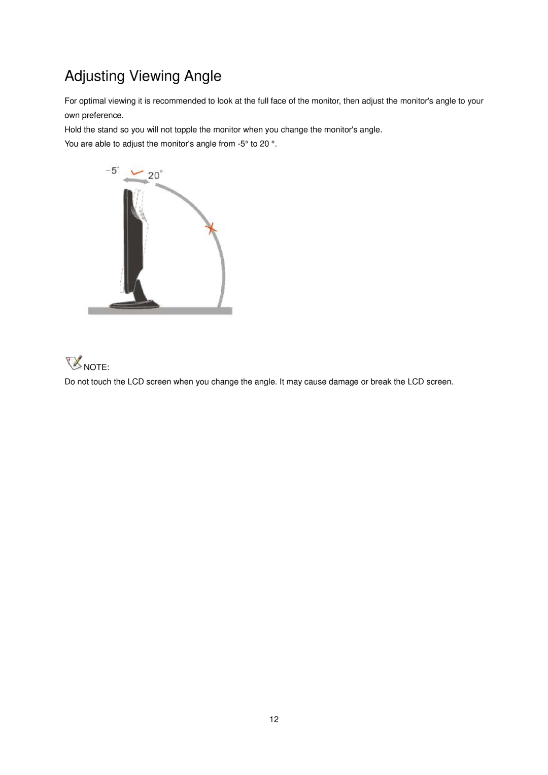 AOC E936SWA manual Adjusting Viewing Angle 