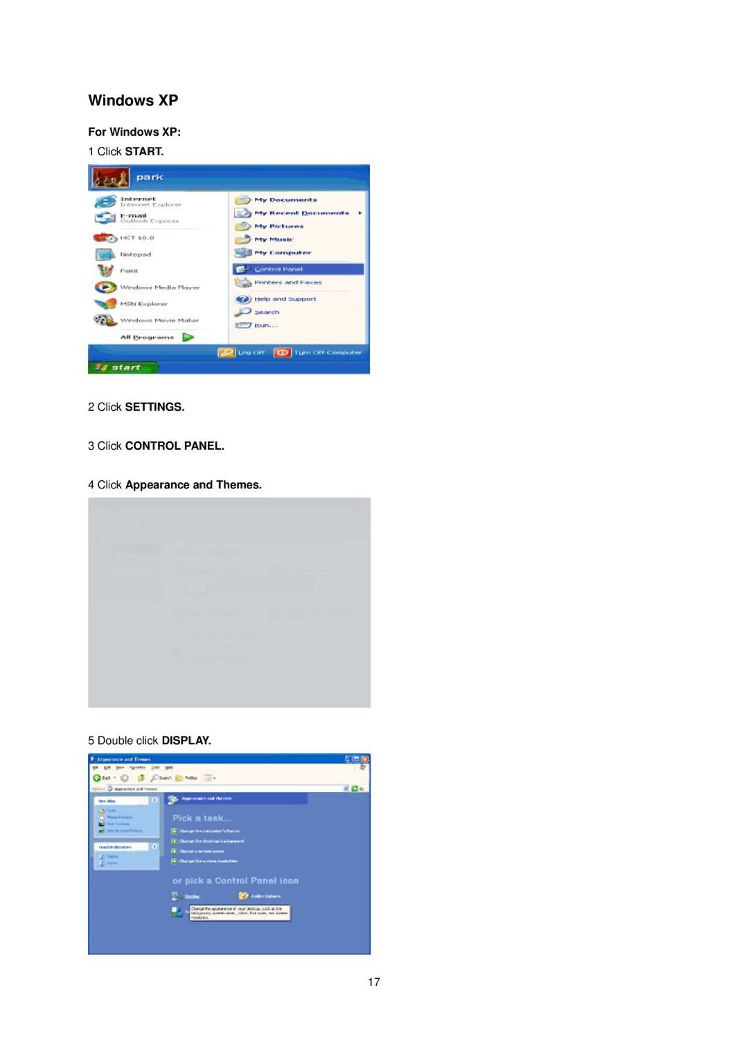 AOC E936SWA manual For Windows XP 