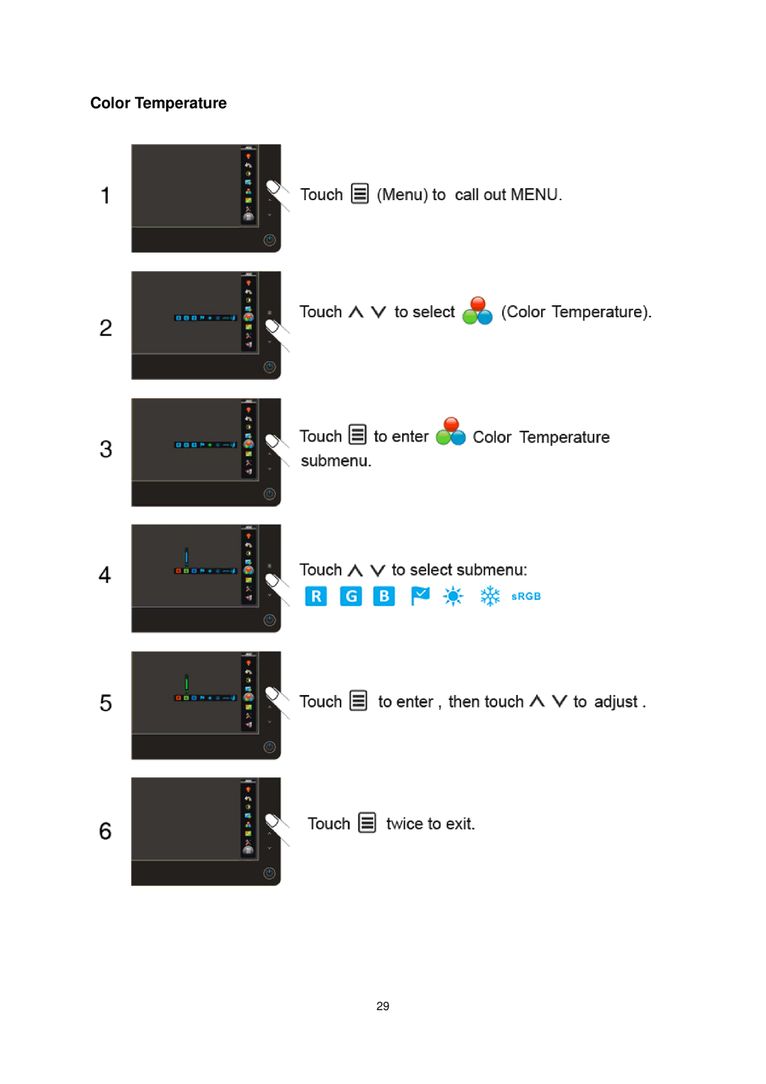 AOC E936SWA manual Color Temperature 