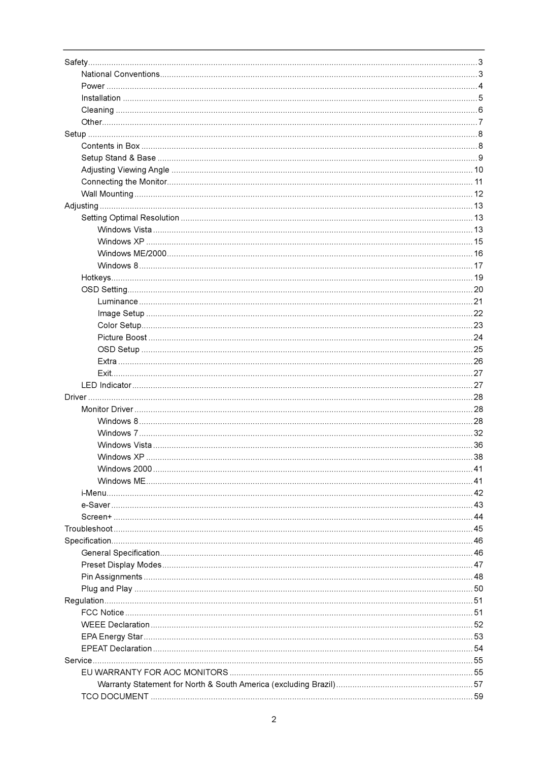 AOC G2460Pqu user manual EU Warranty for AOC Monitors 