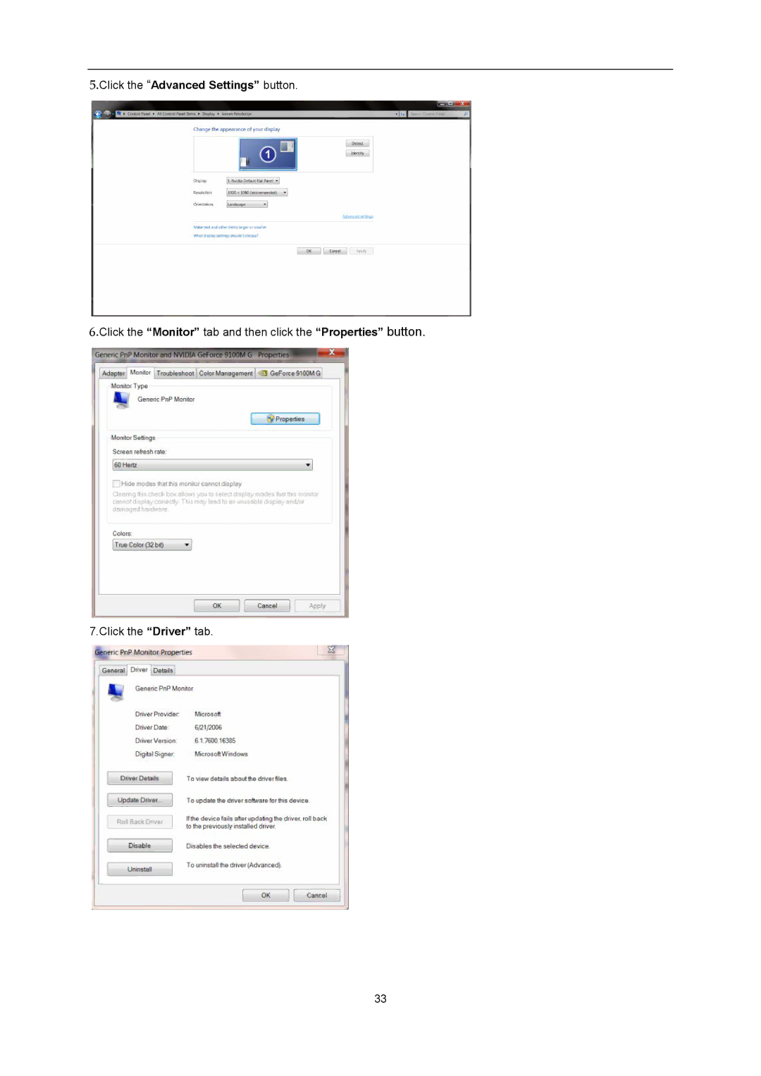 AOC G2460Pqu user manual Click the Advanced Settings button 