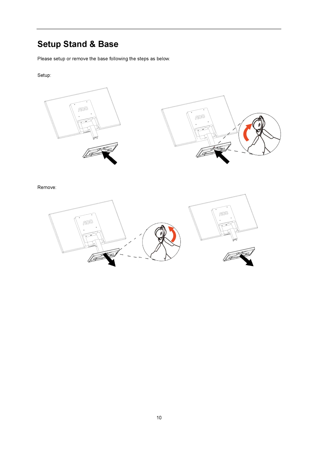 AOC I2276VWM manual Setup Stand & Base 