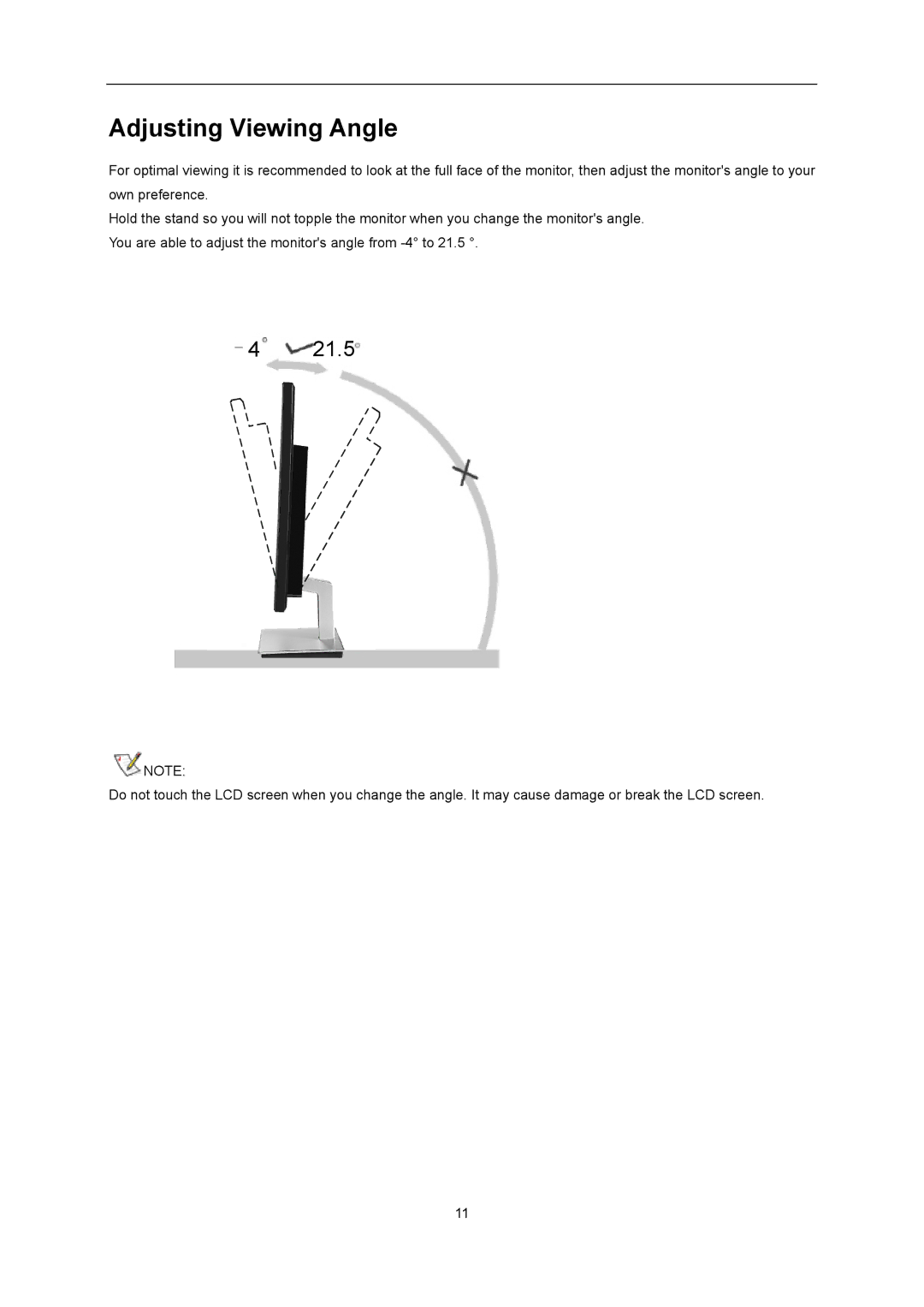 AOC I2276VWM manual Adjusting Viewing Angle, 21.5 