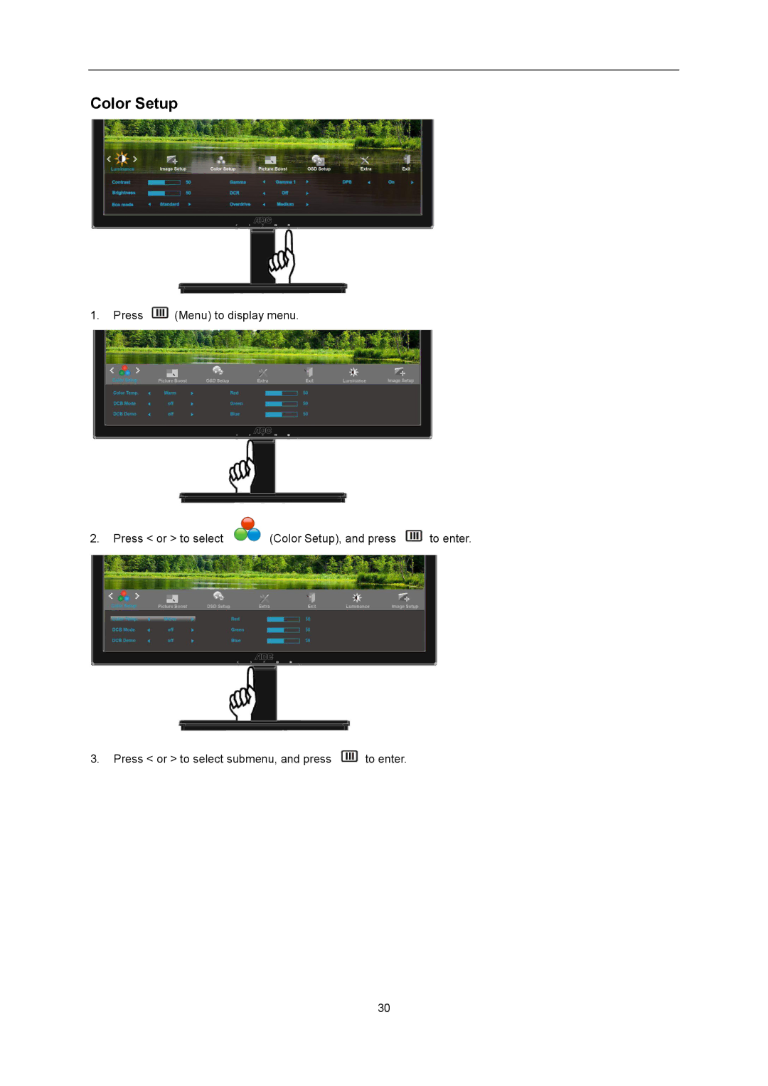 AOC I2276VWM manual Color Setup 