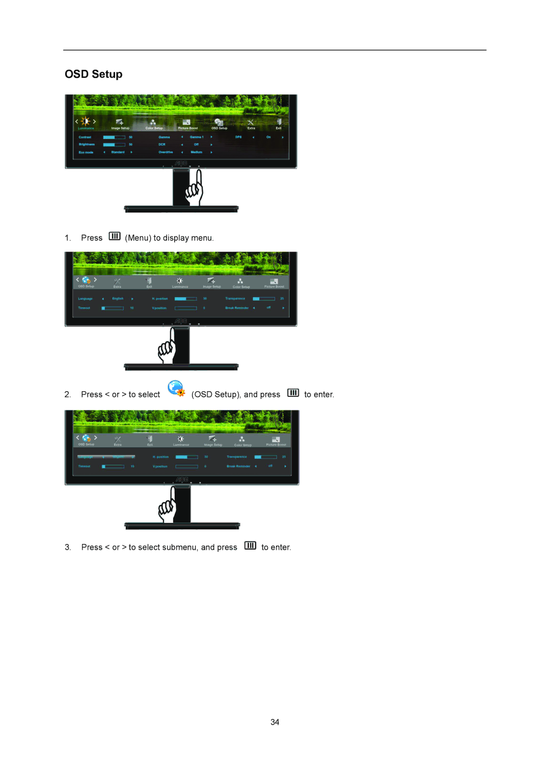 AOC I2276VWM manual OSD Setup 