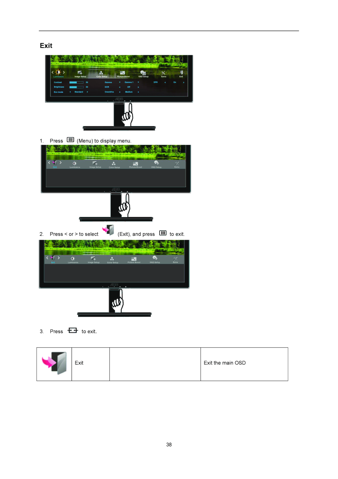 AOC I2276VWM manual Exit 