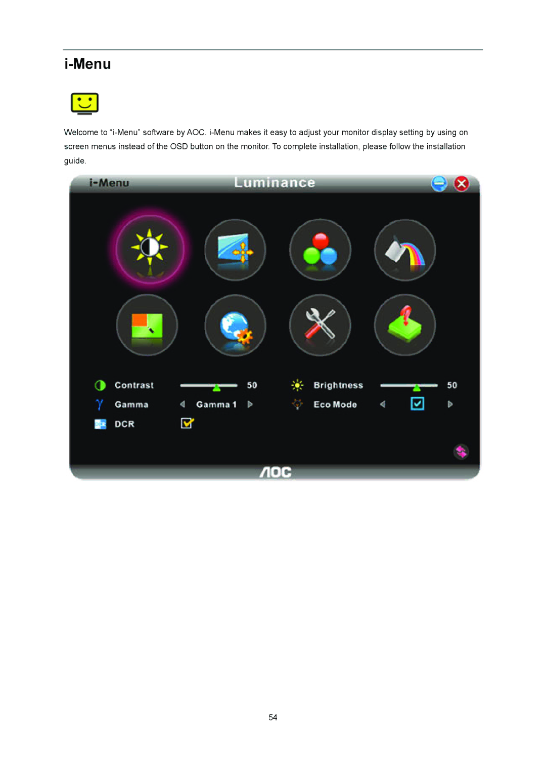 AOC I2276VWM manual Menu 