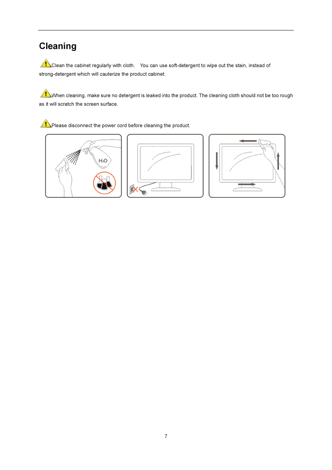 AOC I2276VWM manual Cleaning 