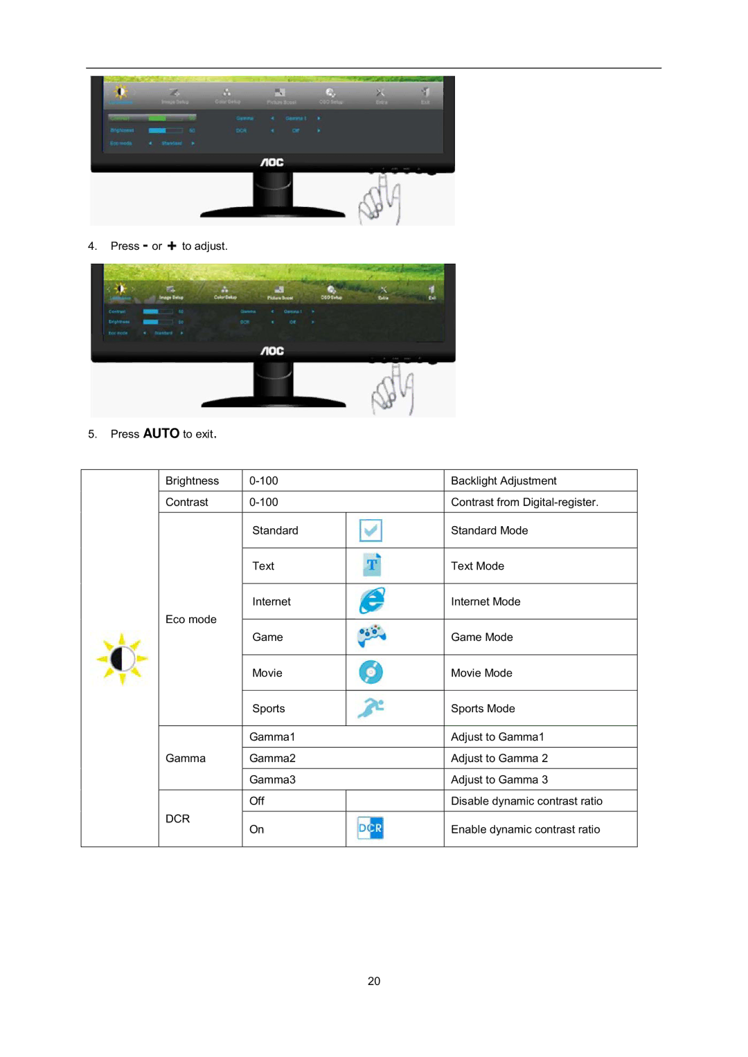 AOC i2352Ve user manual Dcr 