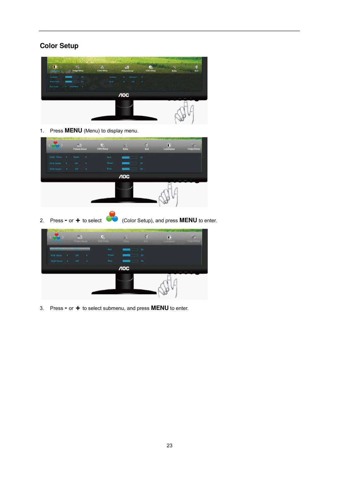 AOC i2352Ve user manual Color Setup 