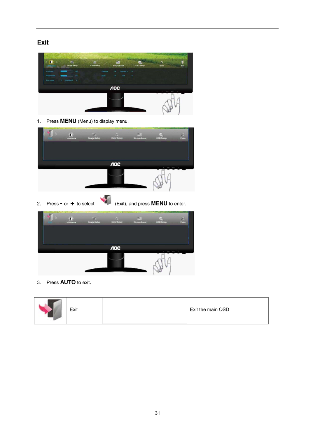 AOC i2352Ve user manual Exit 